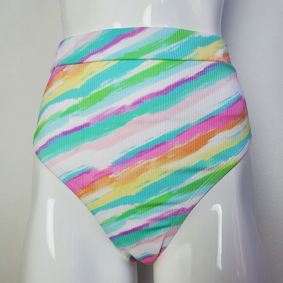 NEW Xhilaration Rainbow High Waist Swimsuit Bottoms - Picture 9 of 11